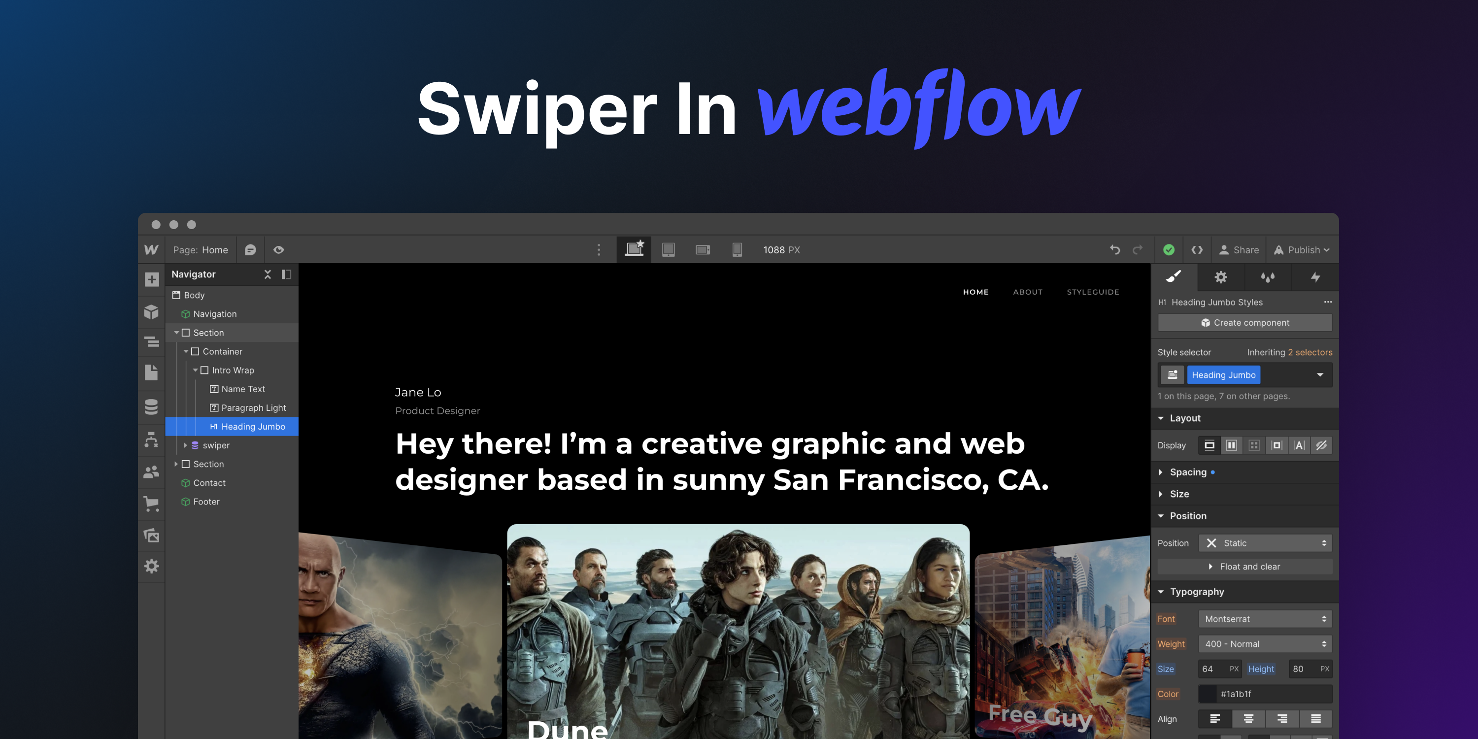 Webflow 中的 Swiper 滑塊